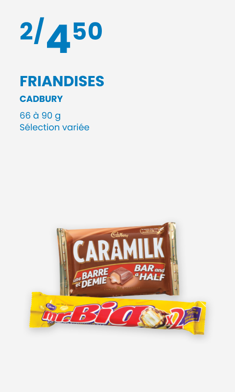 Friandises cadbury caramilk